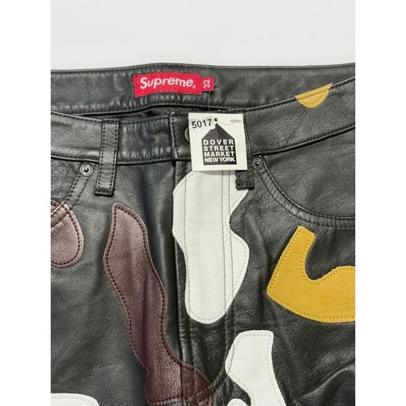 NWT Supreme Camo Cowhide Leather 5-Pocket Pant Mid Rise Multicolor Mens Size 32 - Picture 2 of 12